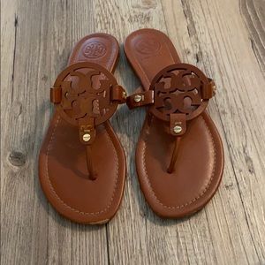 Tory Burch - dark brown Miller logo sandal